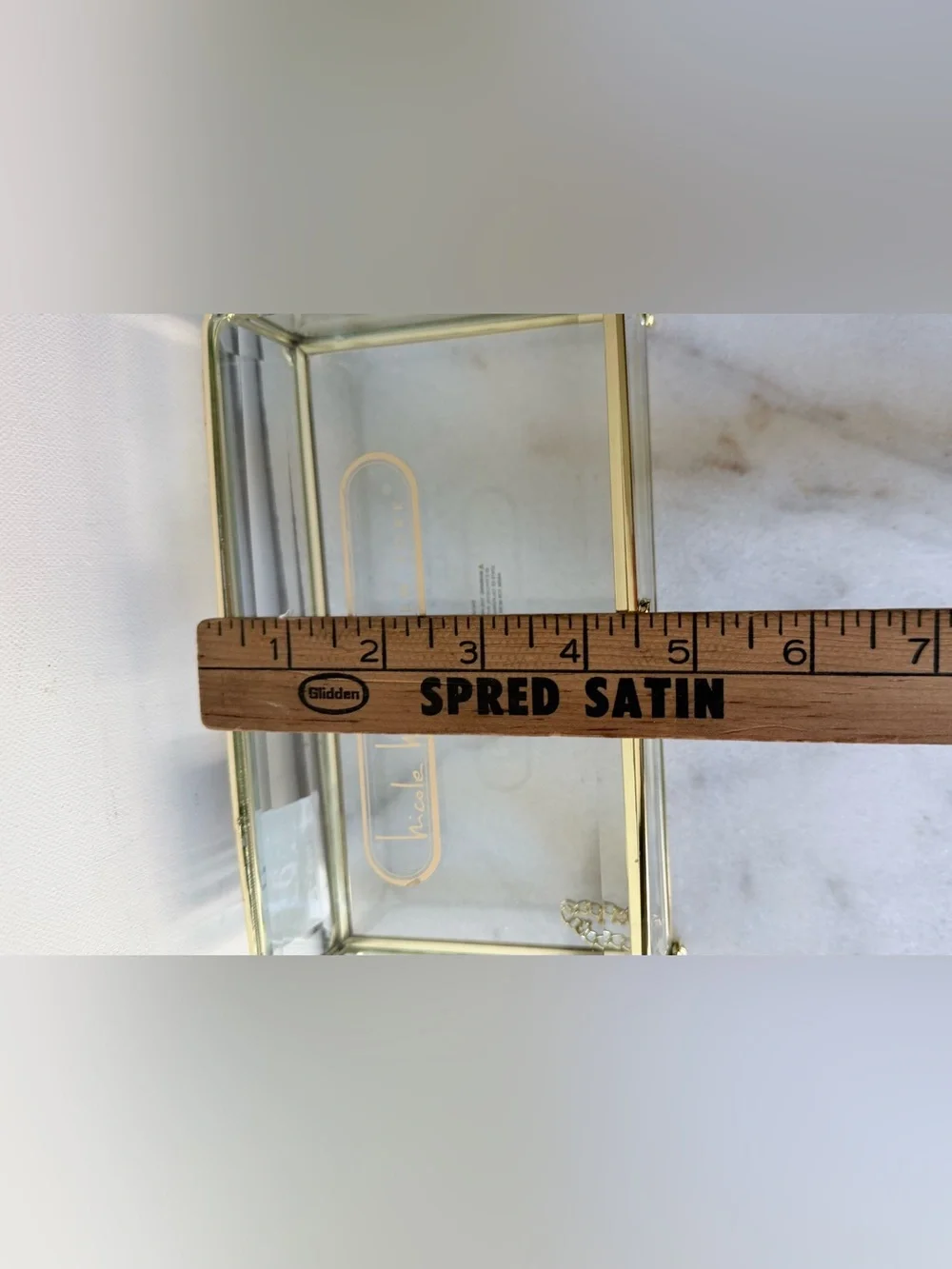Glass Jewelry Display Box with Gold Frame vintage style
